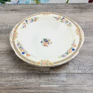 W.H. Grindley Marjorie Round vegatable Bowl 10" Ivory England Floral Antique